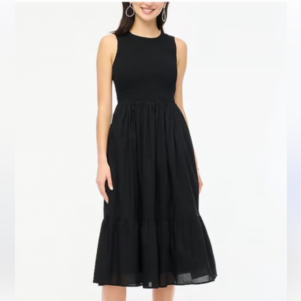 J.Crew Factory Smocked Midi Dress Size XS Black